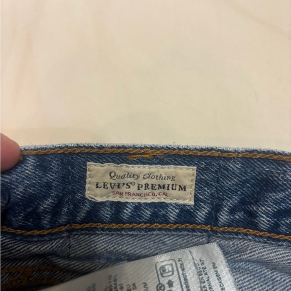 Levis 501 Shorts Womens Waist 29 Blue Distressed Button Fly Stretch - Picture 7 of 8